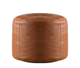 Genuine Cowhide Leather Ottoman Pouf Footrest Tan freeshipping - SkinOutfit